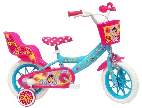 Vélo 12'' Fille "Princesse des Sables" - 2 à 4 ans avec 1 frein,  panier avant et porte poupée